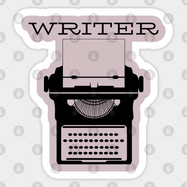 Writer black typewriter white paper Sticker by CasualTeesOfFashion